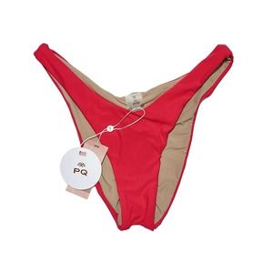 PQ Swim AVALON High Leg Bikini Bottom Red Size S NWT